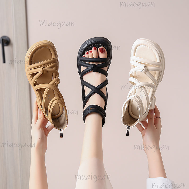 5CM Thick Heel Women Sandals S - Streetwear Zipper 评论和价格