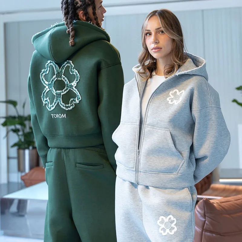 Spring Autumn Oversized 4 Leaf - Streetwear Zipper 评论和价格