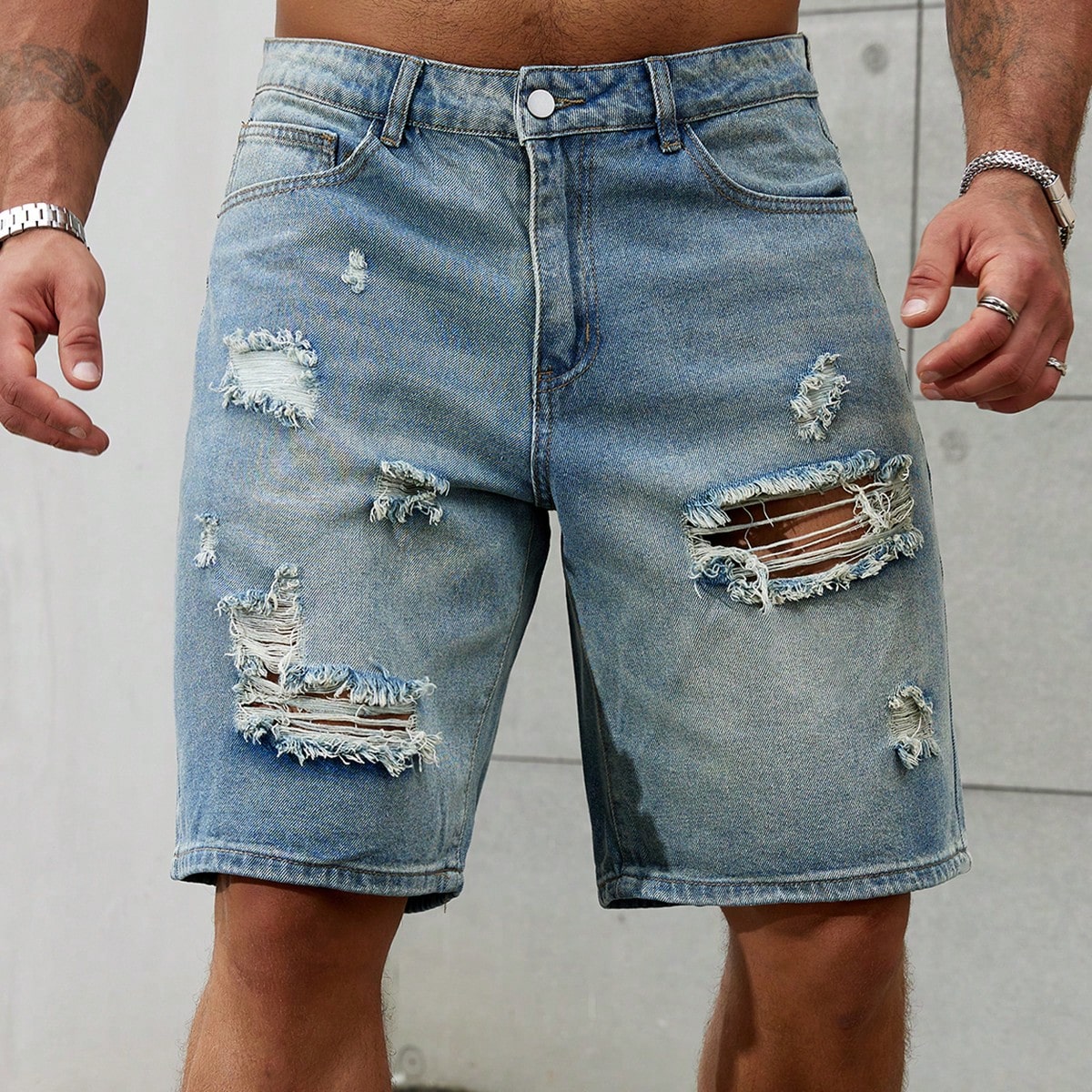New Fashion Mens Ripped Short  - Streetwear Brand Pants 评论和价格