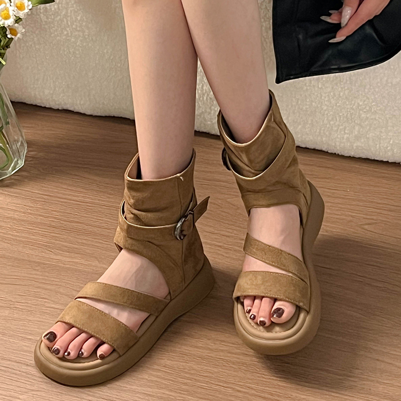 Women Open Toe Buckle Ankle Bo - Streetwear Zipper 评论和价格