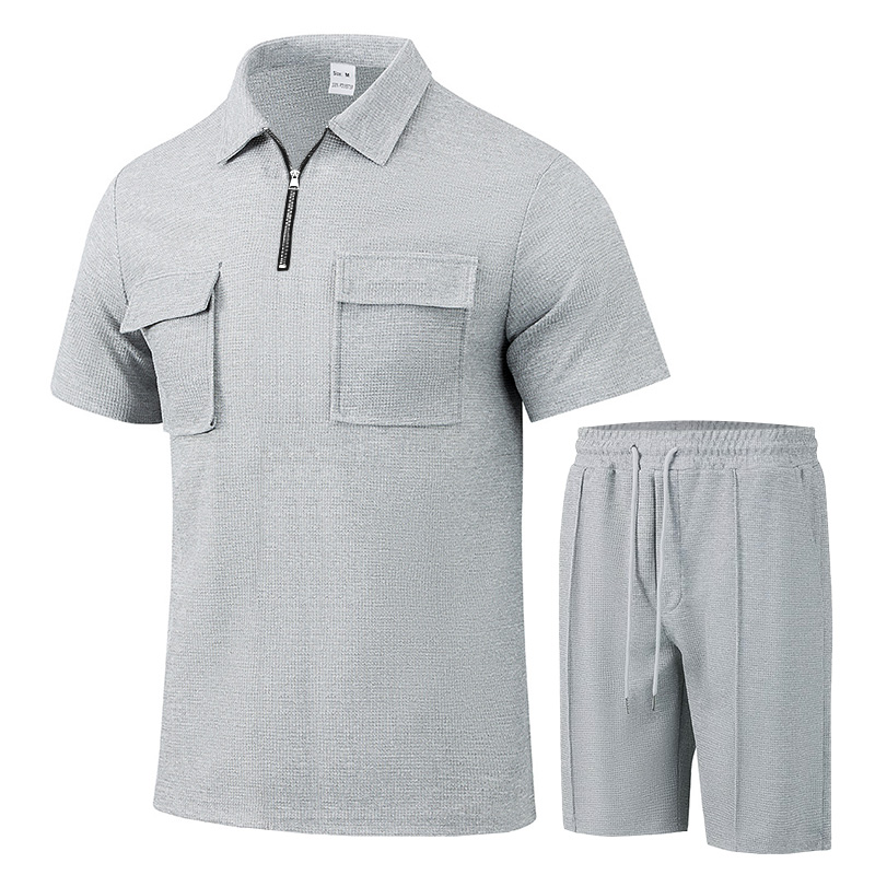 Summer Men Sports Polo Suit Sh - Streetwear Zipper 评论和价格
