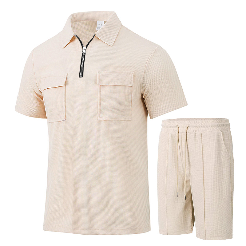 Summer Men Sports Polo Suit Sh - Streetwear Zipper 评论和价格