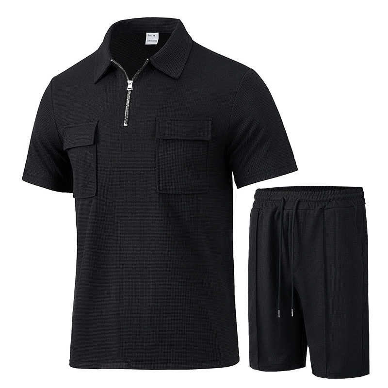 Summer Men Sports Polo Suit Sh - Streetwear Zipper 评论和价格
